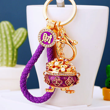 Jeweled Fortune Treasure Bowl Keychain in Four Pictured Colors