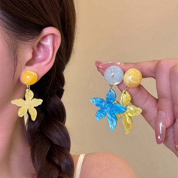 Colorful Resin Starfish Drop Earrings With Polished Metal Details