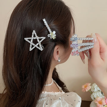 Crystal Star And Resin Bear Duckbill Hair Clips Styles
