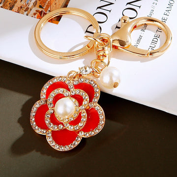 Jeweled Rose Keychains in Red Black Pink White Violet and Assorted Colors