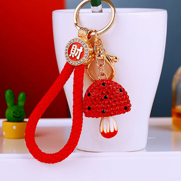 Jelly Crystal Mushroom Keychains with Fortune Cords and Loose Loops