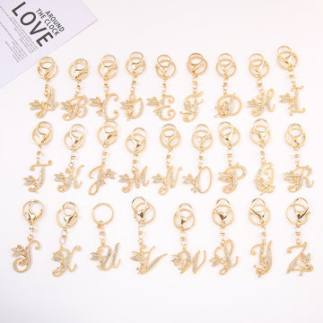 Rhinestone Fairy Letter Keychain Gold and Silver A to Z