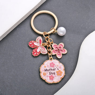 Four-Style Pink and Blue Mother's Day Butterfly Flower Keychain Collection
