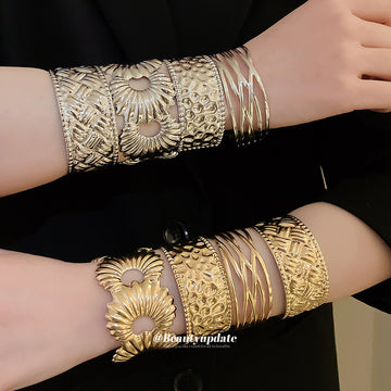 Gold Silver Wide Open Cuff Bracelets Seven Metal Styles