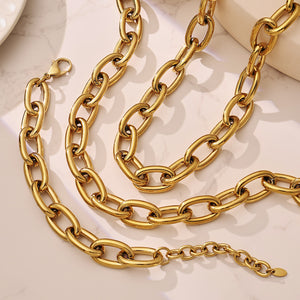 Oversized Oval Link Chain Necklace and Bracelet Collection