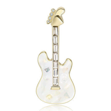 Shell Effect Electric Guitar Brooch in Black or White