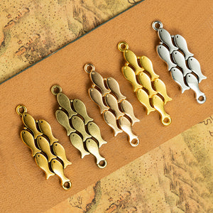 Curved School of Fish Two-Hole Metal Connectors for Jewelry Making