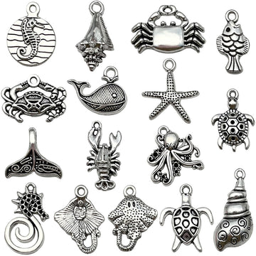 Antique Silver Turtle and Starfish Metal Charms with 16 Listed Options