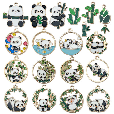 Colorful assorted shape charms arranged on a light background