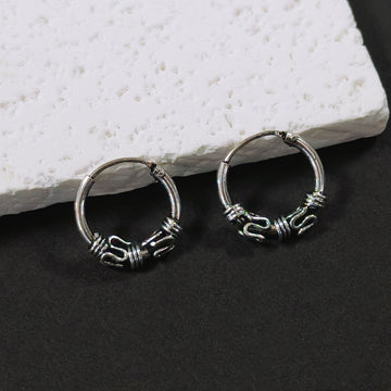Silver Small Hoop Earrings Twisted Knot Detail Pair