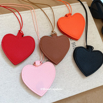 Leather Heart Pouch Pendant Necklace Cord Red Black Orange
