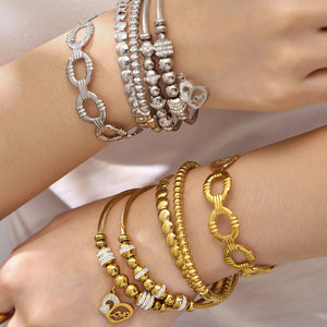 Crystal Geometric Bangle Collection in Gold and Silver Tone