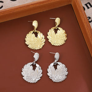 Leaf Wreath Drop Earrings in Gold or Silver Tone, Zinc Alloy, 4cm