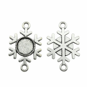 Snowflake Round Cabochon Connector Trays in Two Finishes
