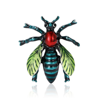 Colorful Enamel Beetle Brooch with Red Body and Green Wings grouped product view