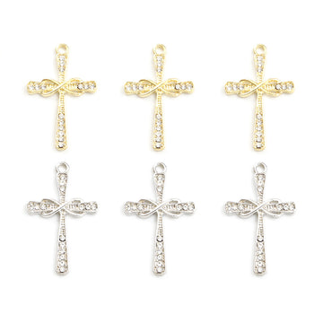 Crystal-Accented Gold Silver Cross Alloy Jewelry Pendants in 2 Styles