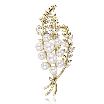 Wheat Pearl Look Metal Brooch Pin for Jackets and Lapels