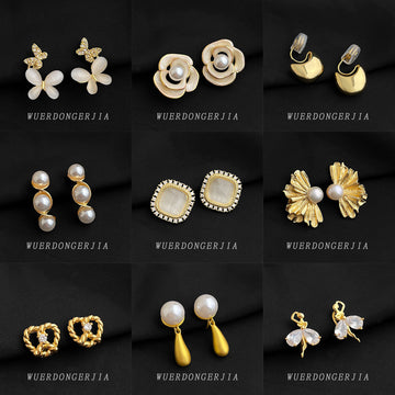 Gold Double Layer Mosquito Coil Clip Earrings Charm Mix