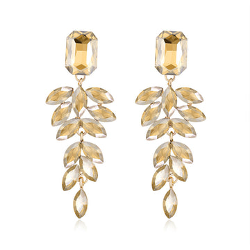 Gold Tone Champagne Leaf Drop Tassel Four Designs Metal Dangle Earrings