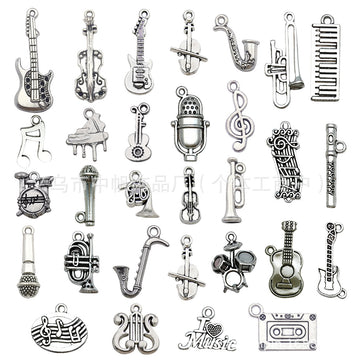 Antique Silver Musical Instrument Metal Charms with 30 Listed Options