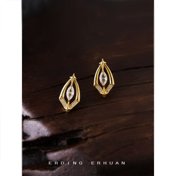 Gold-Tone Marquise Crystal Star-Tip Stud Earrings