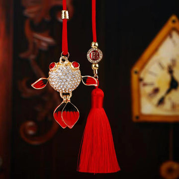 Jeweled Goldfish Car Hangers in Pink Red Orange Blue and Purple