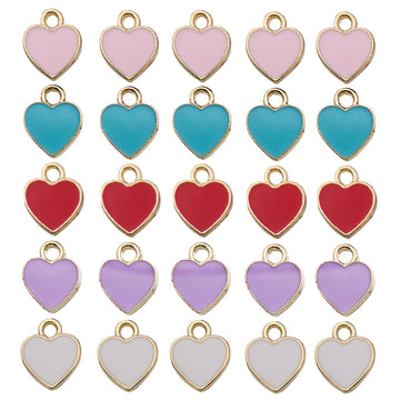 Enamel Colorful Heart Metal Charms with 6 Listed Options for DIY Jewelry Making