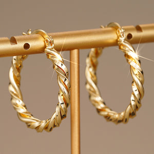 Braided Rope Hoop Earrings in Gold-Tone Metal Jewelry