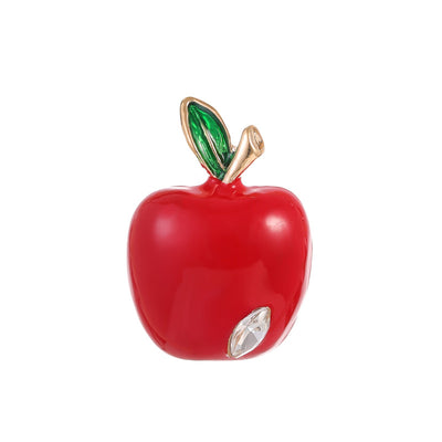 Front product view of the red apple brooch pin in red
