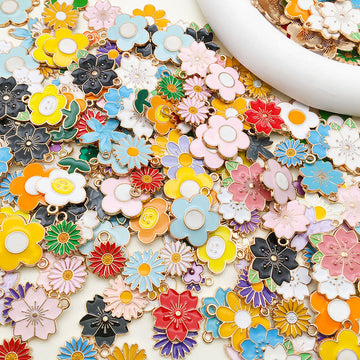 Colorful Flower Metal Charms with 3 Listed Options