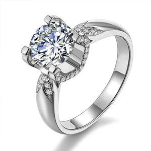 Round Clear Stone Open Floral Setting Ring In Two Tones