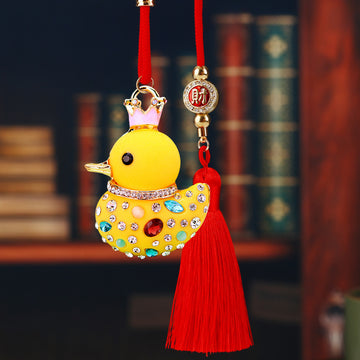 Jeweled Crown Duck Vehicle Hanging Ornaments in Five Colors and Cord Only Option