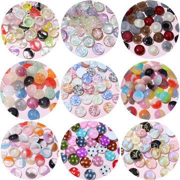 Round Mixed Print Resin Cabochons in Ten Assorted Sets