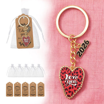 Red Leopard Love You Heart Keychain Gold Ring 2026 Charm