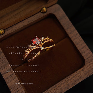Gold Tone Crown Adjustable Open Rings In Slim And Wide Styles