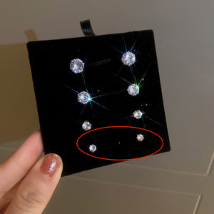 Magnetic Round Crystal Stud Earrings Four Colors Polished Metal Jewelry