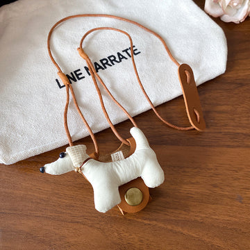 Leather Mini Pouch Pendant Necklace Dog Bag Croissant Styles