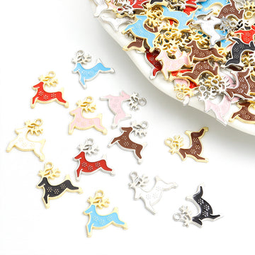 Colorful Reindeer Enamel Alloy Charm Pendants for Jewelry Making