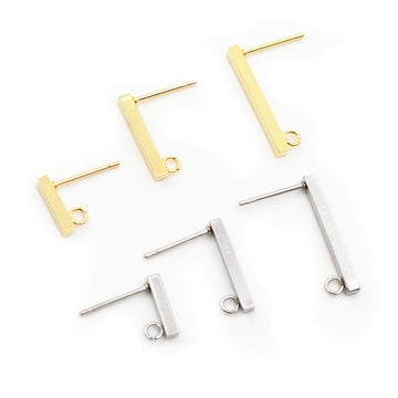 Stainless Steel Bar Earring Posts With Loop in Three Lengths