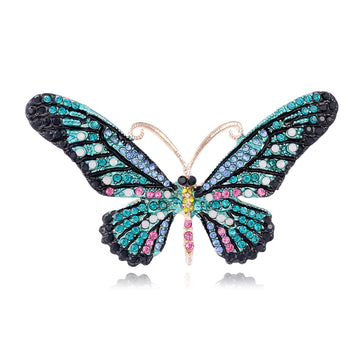 Butterfly Sculpted Crystal Metal Brooch Pin for Jackets and Lapels