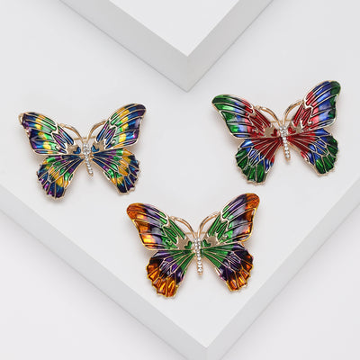 Crystal Butterfly Brooch front view on a plain background