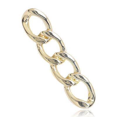 A vertical row of four open oval links shown on a white background