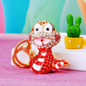 Cartoon Snake Keychain in Zinc Alloy, 21 Color and Style Choices