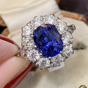 Oversized Oval Halo Cluster Ring In Three Stone Colors