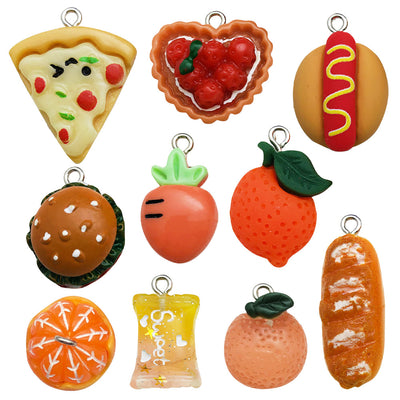 Orange cake charms pictured with visible surface details