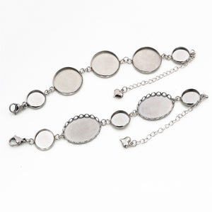 Multi Tray Stainless Steel Bracelet Settings in Two Layouts