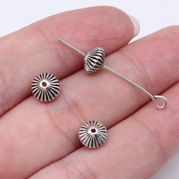 Ridged Disc Large-Hole Spacer Bead in 1 Finish for Jewelry Making