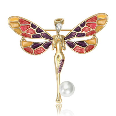 Front view of Purple Enamel Dragonfly brooch