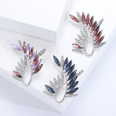 crystal olive leaf spray brooch group view