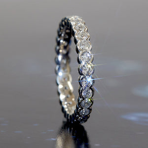 Silver-Tone Eternity Band Ring with Round Clear Stones, Sizes 6–10